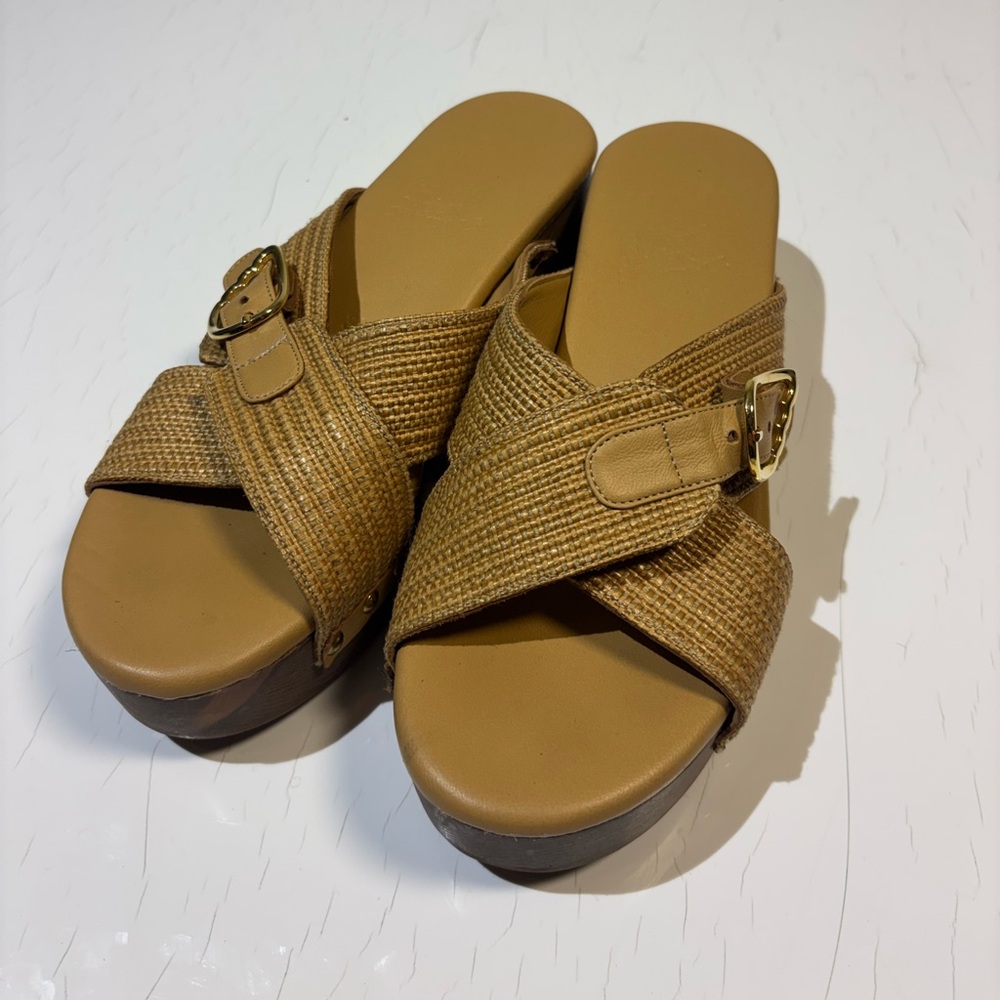 Ancient Greek Sandals Tan Woven Buckle Sandals